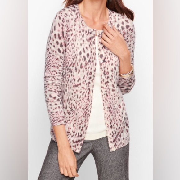 Talbots Sweaters - Talbots Charming Cardigan Animal Print Sz M